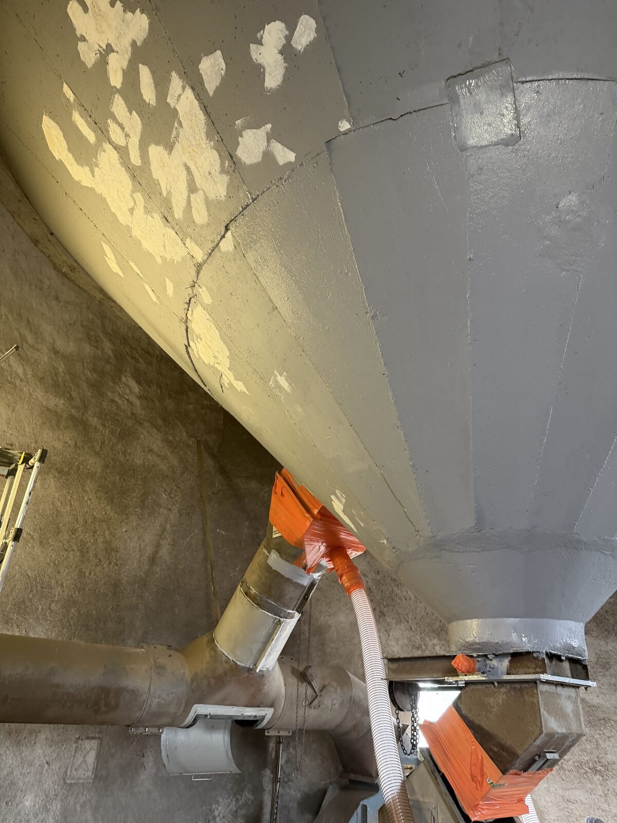Raccordement dans le bas du silo pour le recyclage du gaz